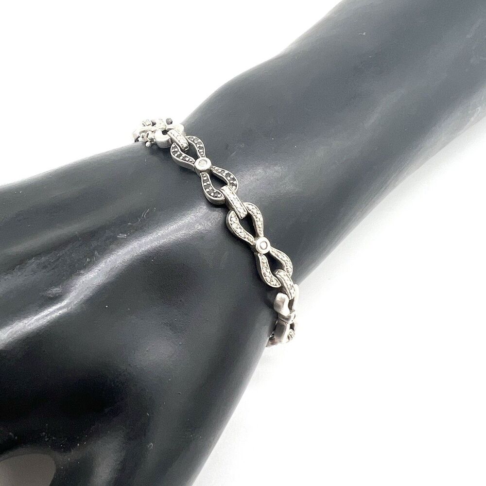 Black And White Infinity Chain Bracelet Silver 925 12.6 Grams